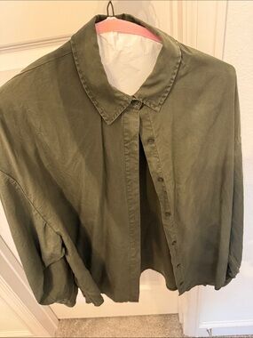 Express Olive Green Women's Button-Down Shirt